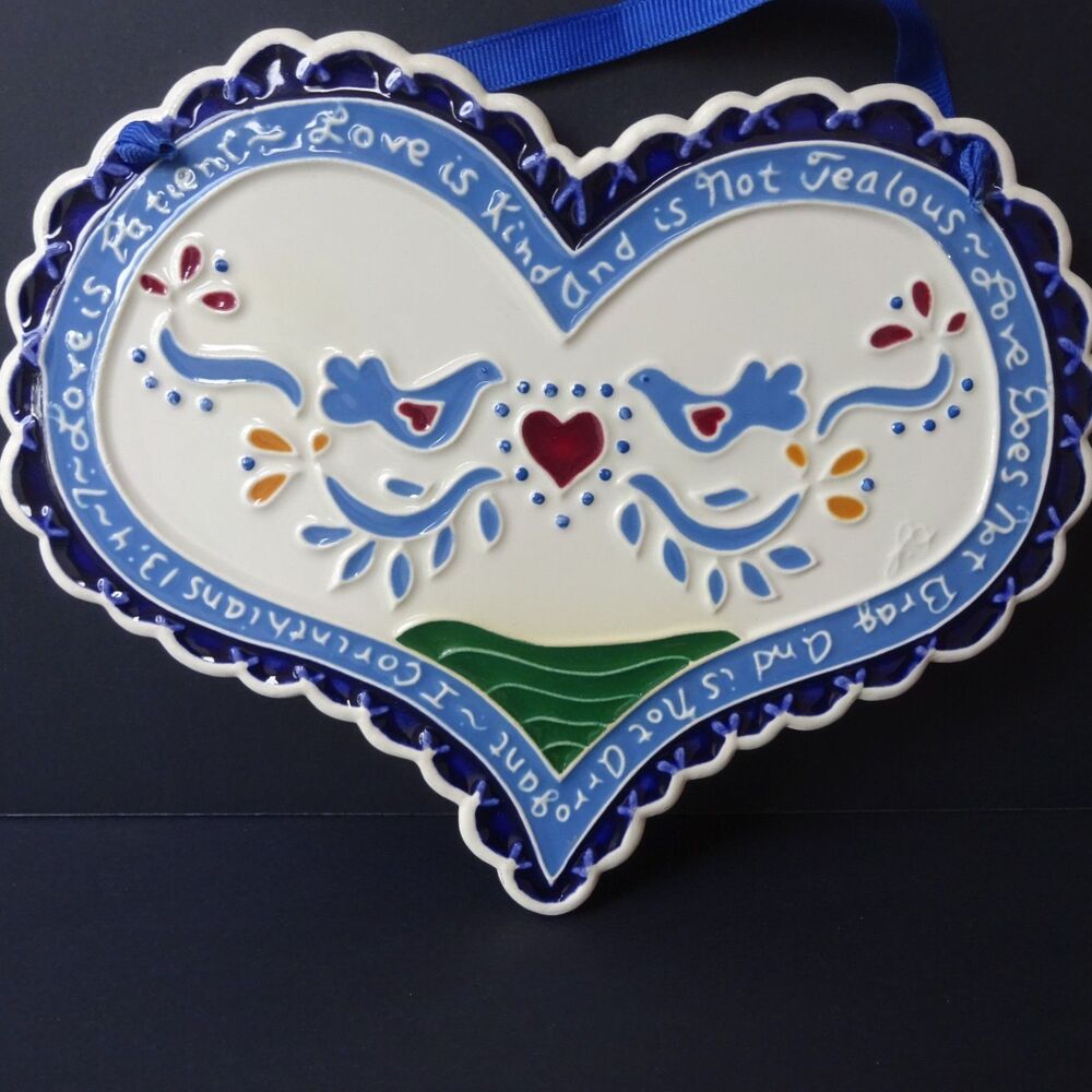 Vintage 1994 J. Duban Designs Ceramic Heart Hanging Tile